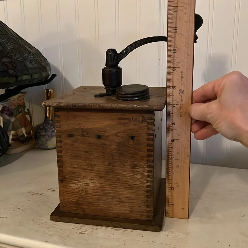 Antique coffee grinder as found wooden & metal